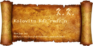 Kolovits Kármán névjegykártya